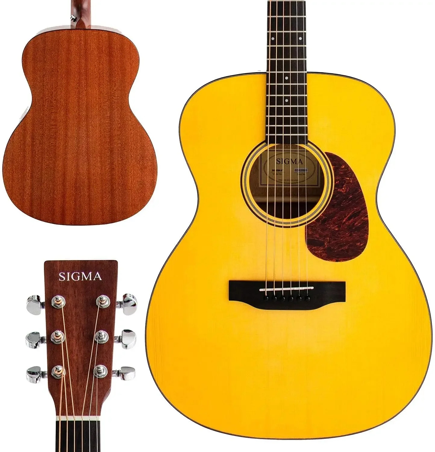 40” Acoustic Guitar, OOO, 4/4 Full-Size, with D'Addario EXP16 Strings, Solid Spruce Top, Vintage Tinted Gloss, Mahogany