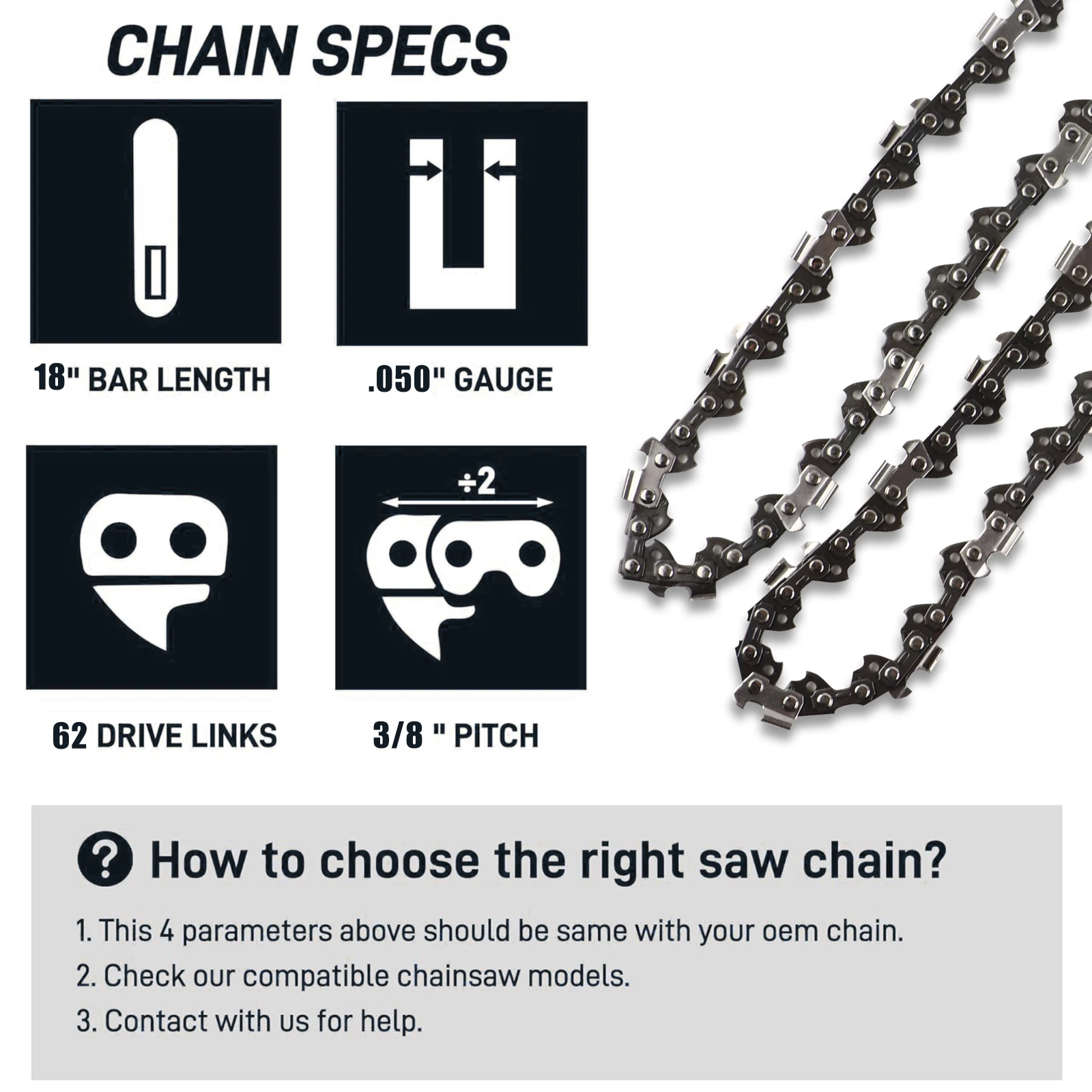 18 inch Chainsaw Chain 3/8\