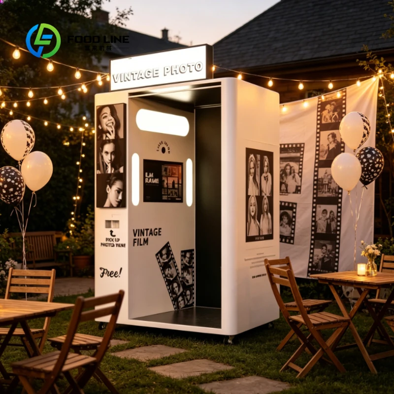 Customized Vintage Photo Booth Vending Machine, Complete Printer Software Logo Shell Self Service Kiosk