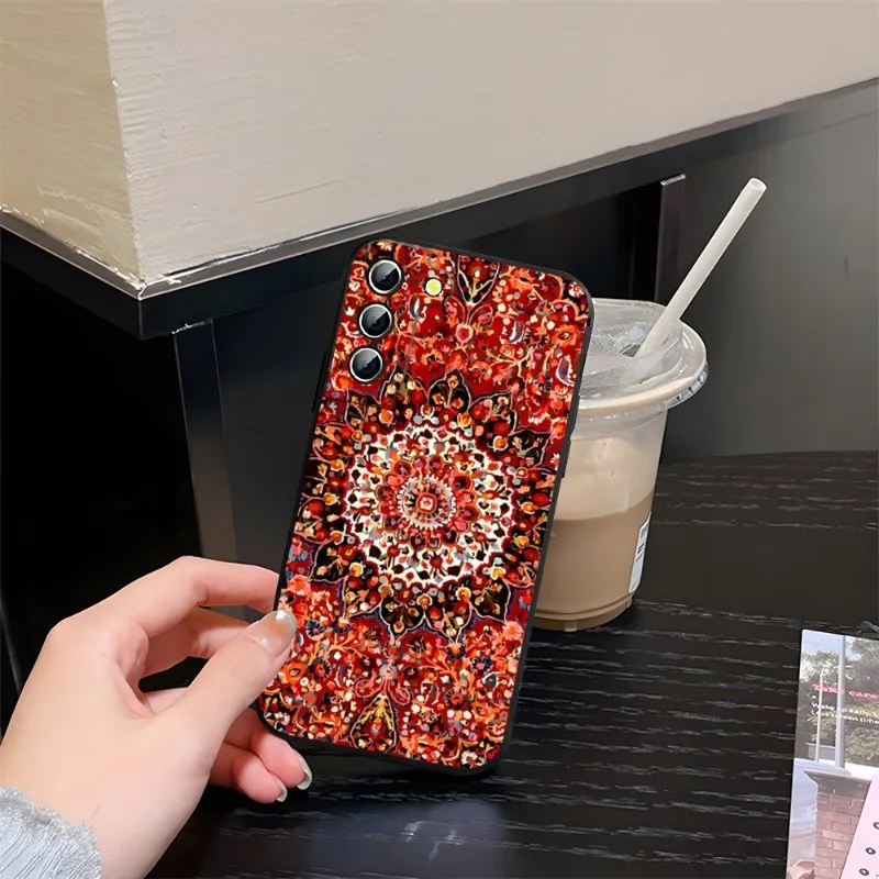 Persian Carpet Floral Pattern Phone Case For Samsung A53 A51 A14 A34 A52 A50 A33 A13 A22 A31 A54 A03S A21 A81 A24 Silicone Back image 2