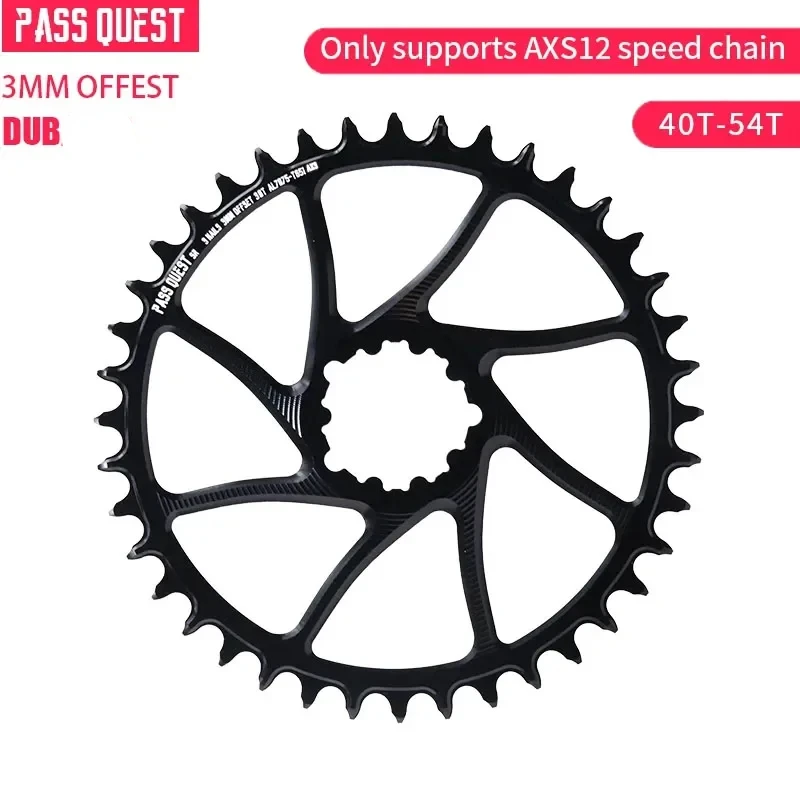 PASS QUEST -for DUB ( 3mm offset) black silver AXS GRAVEL/ROAD Narrow Wide Chainring 40-54T for MTB