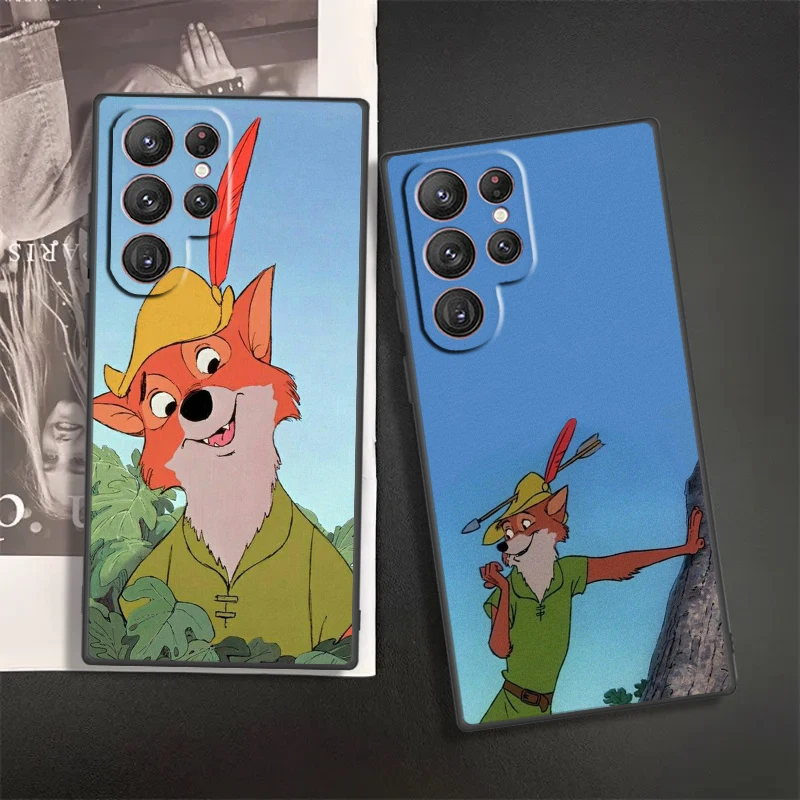 Disney Robin Hood funda de teléfono para Samsung S24, S23, S22, S21, S20 FE, S10, S10e, Ultra Plus Lite, cubierta suave negra