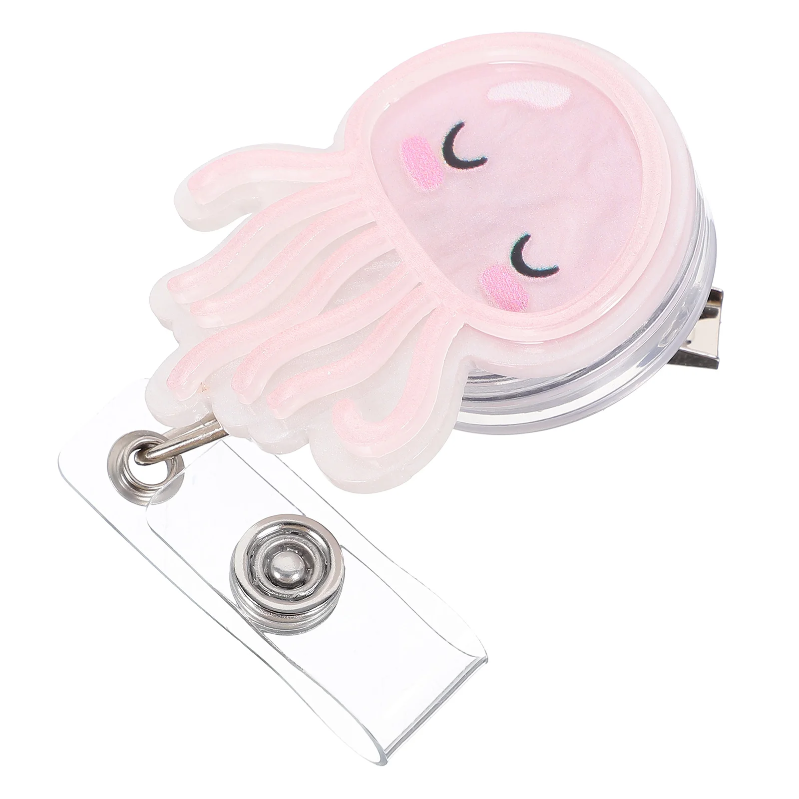 Jellyfish ID Holder Convenient Badge Portable Cute Reels Clip Nurse Acrylic Retractable Holders