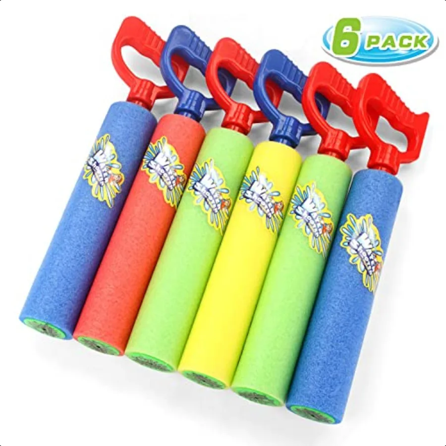 

Water Guns Shooter 6 Pack er Foam Soakers Blaster Squirt Guns Pool Noodles Toy with Plastic Handle Summer Swimming Beach Garden