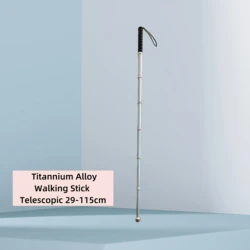 Titanium Alloy Retractable Cane 29-115cm Telescopic Trekking Pole Multifunctional Walking Stick for the Elderly Old Man Crutch