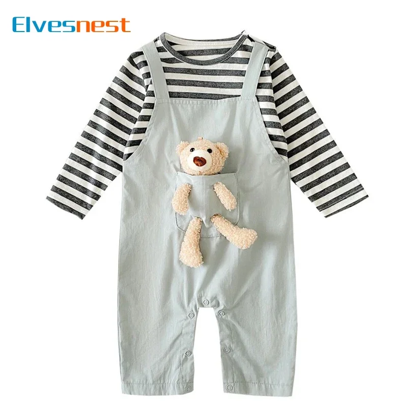 Spring Autumn Baby Clothes Girls Rompers 2PCS Cotton Long Sleeve Top+Rompers Cartoon Newborn Clothing 1-3 Years