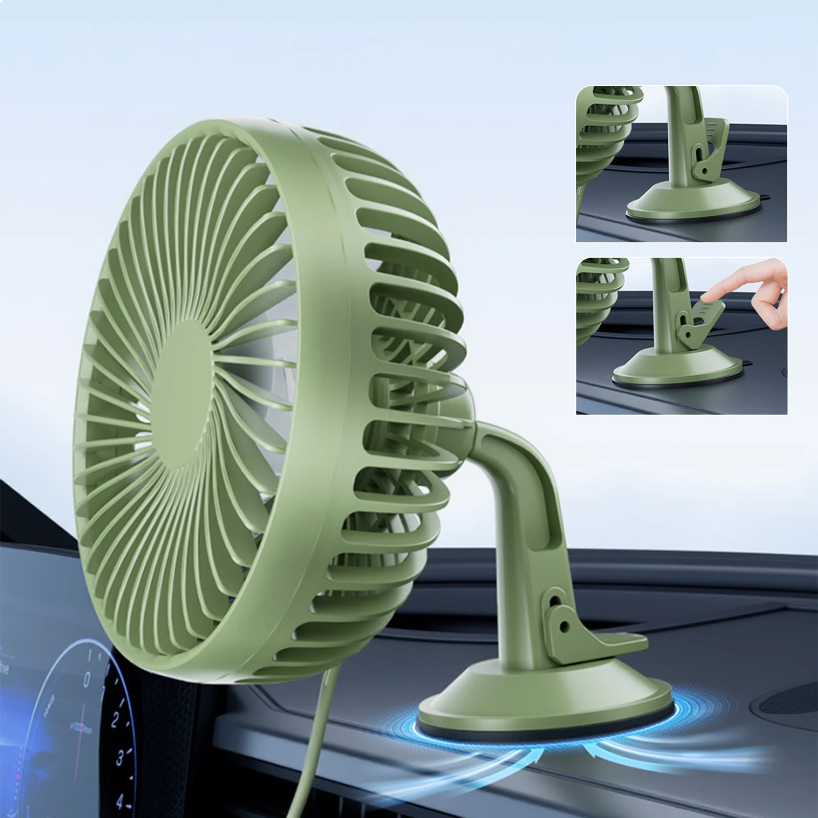 12V/24V Mini Portable Desktop Table Fans 3 Speeds Control Cooling Fan Quiet for Home Office Travel Indoor Outdoor