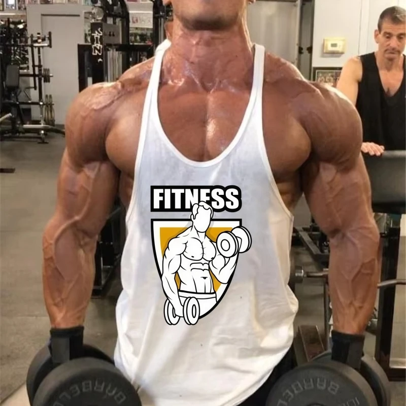 

Спортивный топ для мужчин, спортивная спортивная одежда с жилетом-стрингер, влагоотводящая хлопковая майка без рукавов, прочная одежда для бодибилдинга