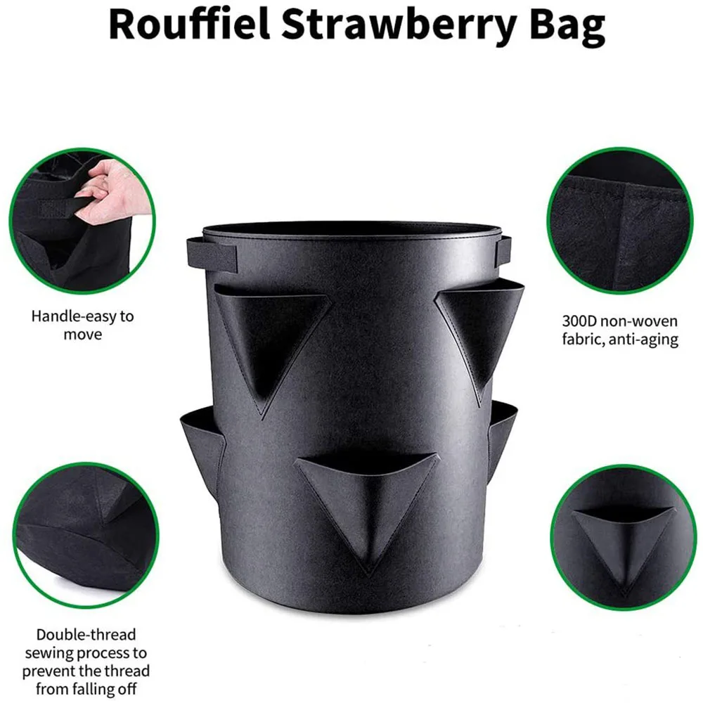 Borsa per la coltivazione della fragola primaverile borsa per la semina delle verdure Grow Pot Plant 5/7/10Gal Grow Bag Garden Terrace Multi-mouth