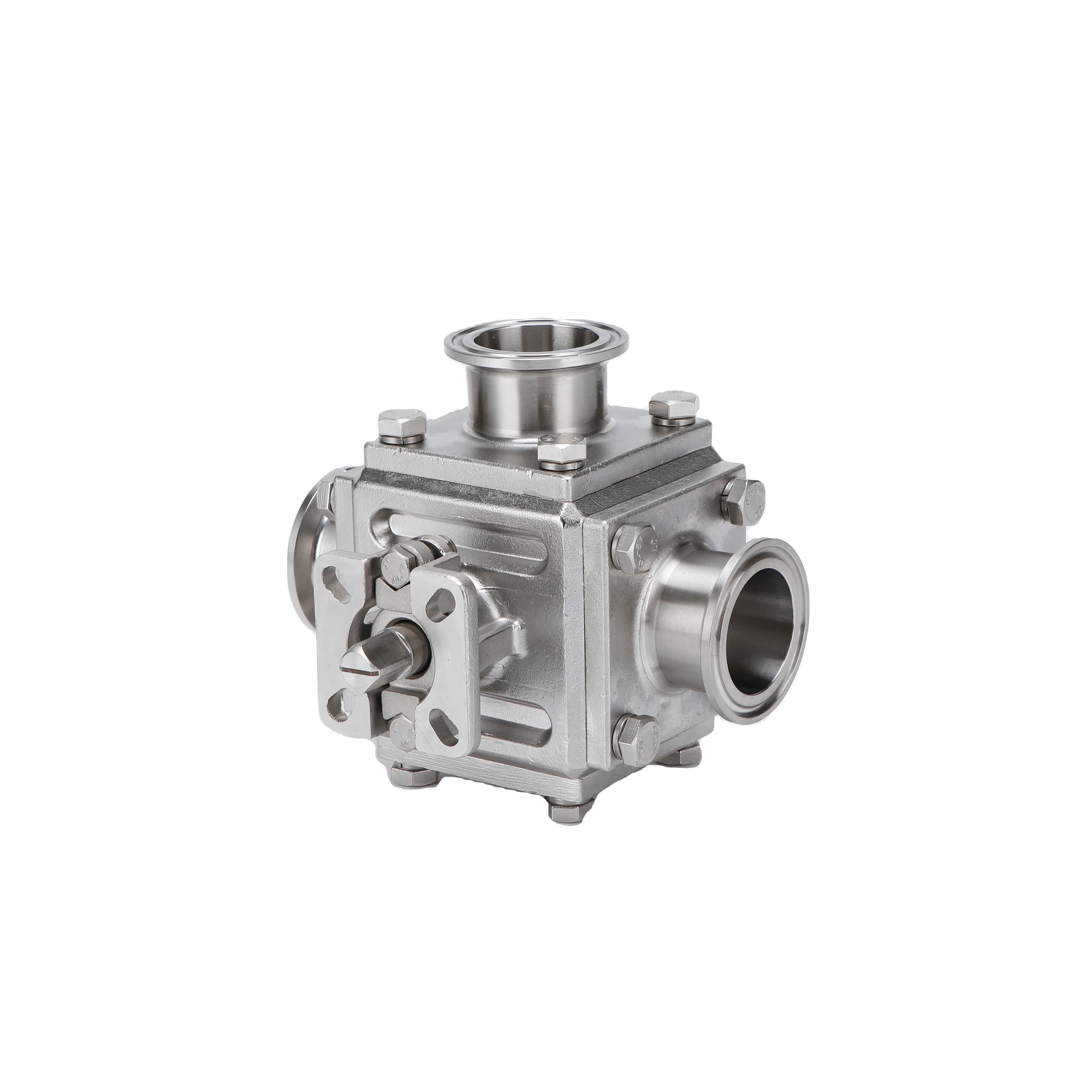 Stainless Steel 304/316L High Platform Sanitary T/L Type Pneumatic Quick Install Three Way Ball Valve No Retention Sealing
