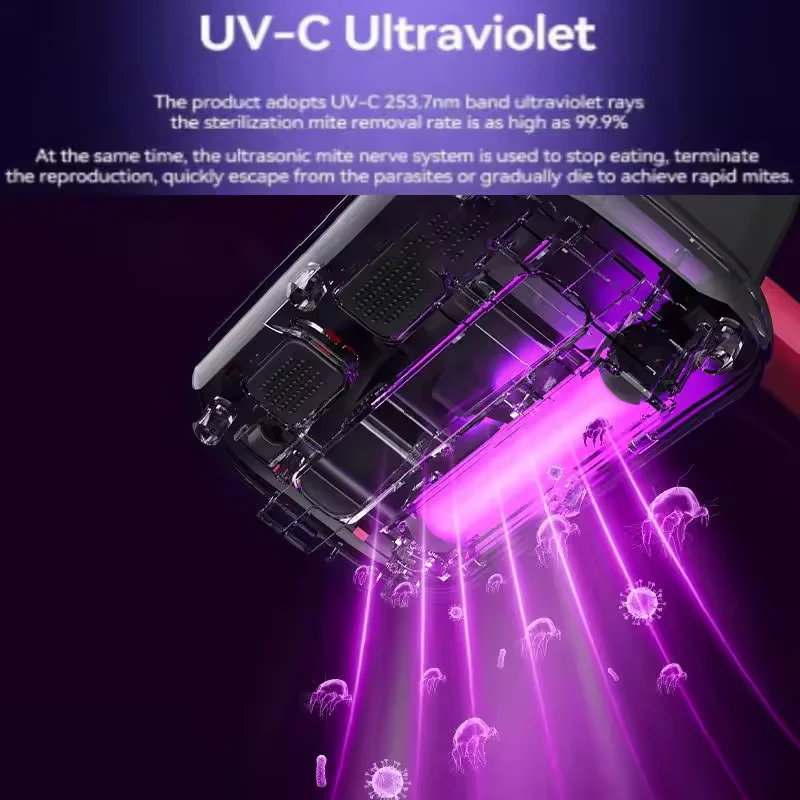 Wireless Mite Removal Vacuum Cleaner Bed Cordless Vacuum Removal Instrument Artifact Suitable for Pillows Sheets Mattresses Sofa