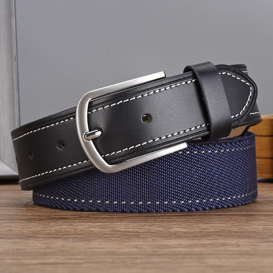 

Casual Belt Men Stitching Canvas Needle Buckle Elastic Belt Fashion Cross-border Explosive Korean Version of Men's Trouser Belt