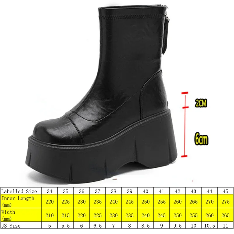 Fujin 8cm Ankle Booties Chimney Zipper Women Autumn Motorcycle Spring Ladies Fashion Shoes Microfiber Leather Boots Moccasins