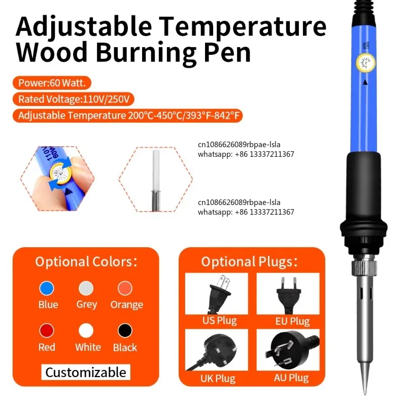 79 in 1 60W Adjustable Temperature Wood Burning Pen Tools Kit Pyrography With Wood Burning/Embossing Tips