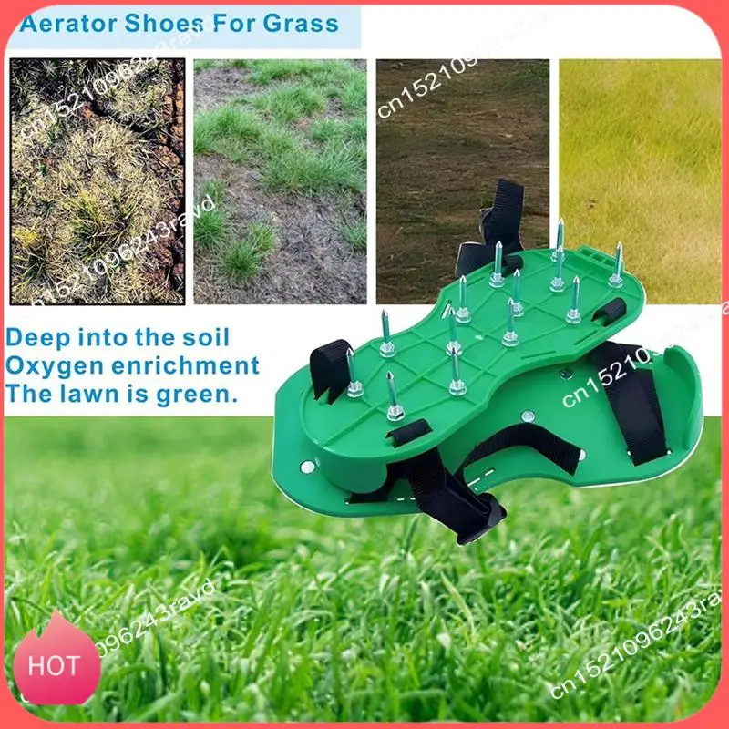 

HOT-Lawn Aerator Shoe Upgrades Garden Spike Shoes Heavy Strap Grass Aeration Shoes For Yard Soil Aerating Spike Tool