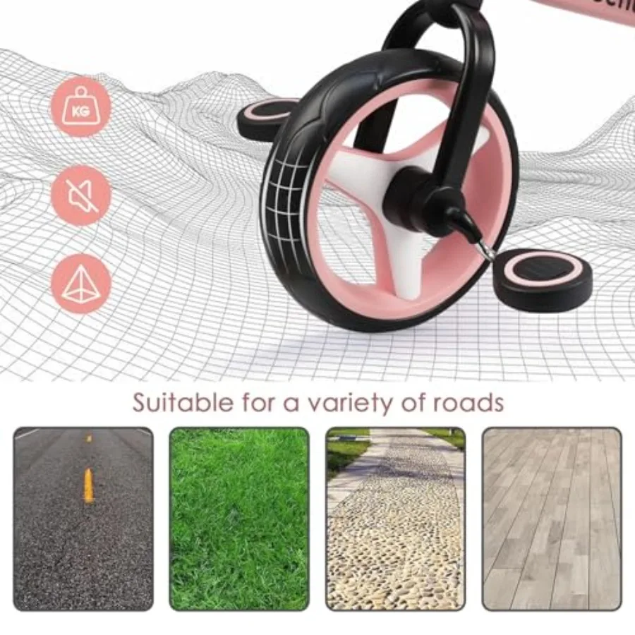 Trójkołowiec dla malucha 4 w 1, składany, dla dzieci w wieku 2-5 lat, z regulowanym siedziskiem i odpinanymi pedałami, lekki pojazd do jeżdżenia w jaskrawych kolorach.