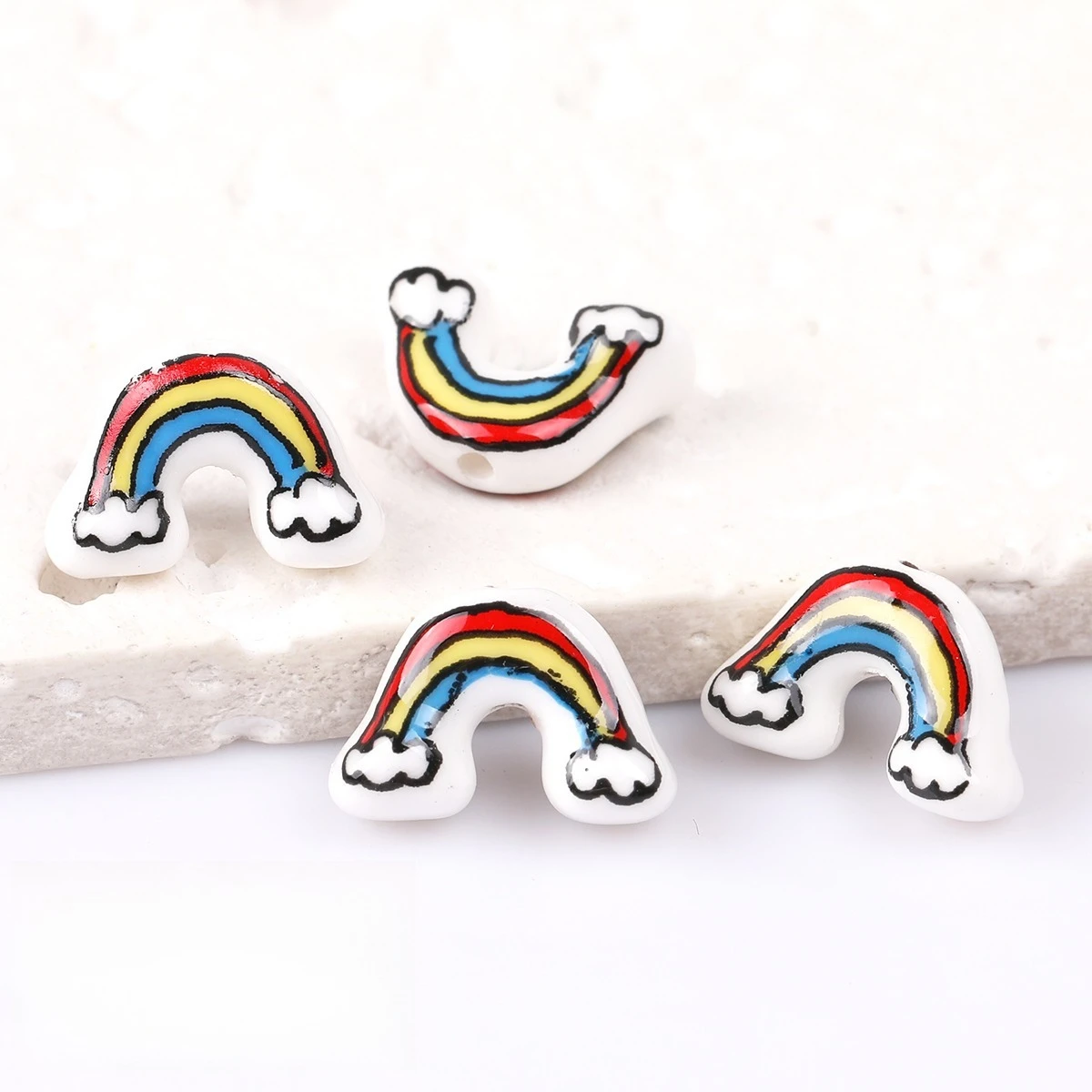 6pcs/12pcs Arch Bridge Shape Ceramics Loose Beads For Jewelry Making Accessories DIY Necklace Bracelet Earrings