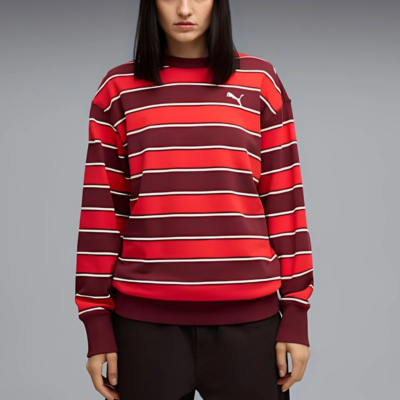 

Puma Authentic Winter Style Men's Women's Round Neck Pullover Sports Striped Hoodie 632091-96