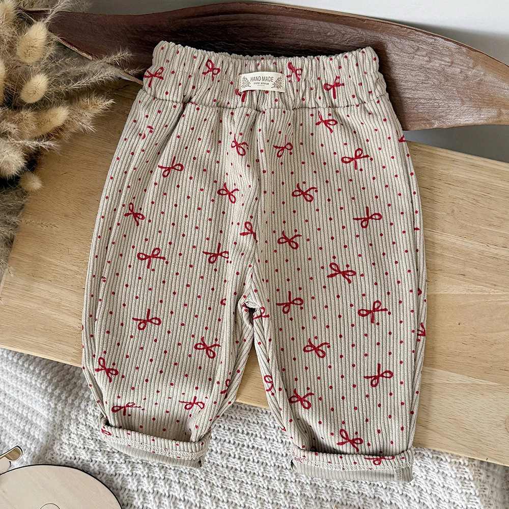 MILANCEL Babyhosen 6M-3T Baby Jungenhosen Niedliche Schleifen-Punkte Kleinkind Freizeithosen Herbst Cordhosen für Babymädchen – Detail 20