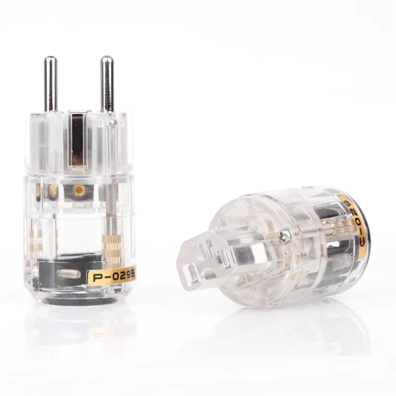 Pair Gold/Rhodium Plating Schuko Power Plug hifi IEC Connector DIY For Audio Pair plug adapter