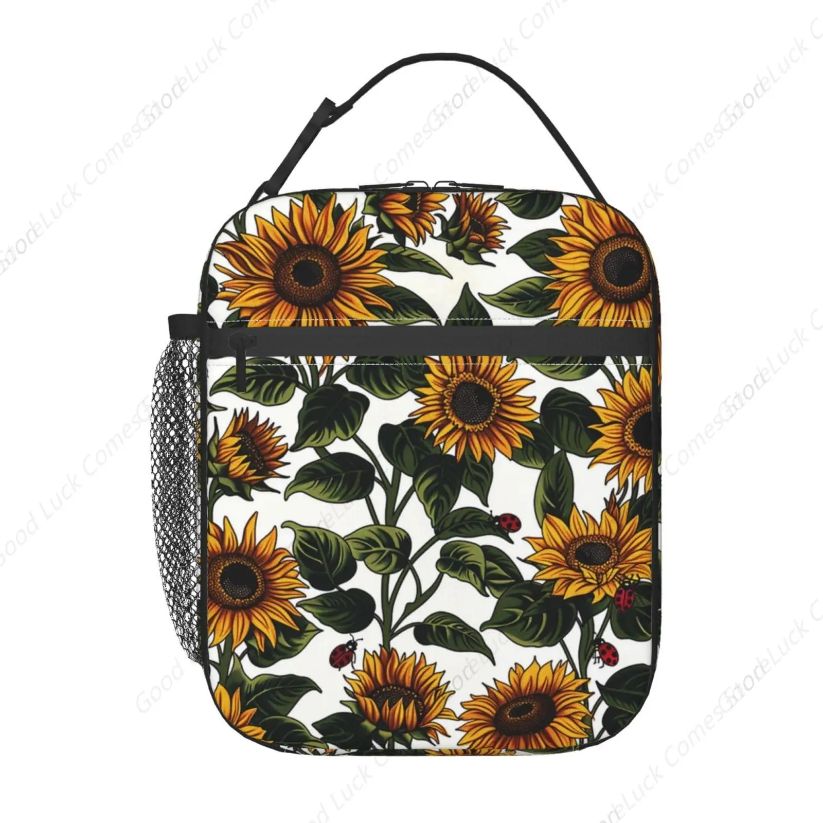 Reusable Sunflower Lunch Box for Kids Girls Boys Women Adult, Insulated Floral Lunch Bag,Polyester Cooler Flower Handbags Case