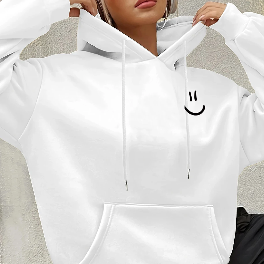 

Minimalist Smile Face Print Men Woman Hip Hop Hoodies Winter Breathable Street Harajuku Clothing Funny Smile Pattern Unisex Tops