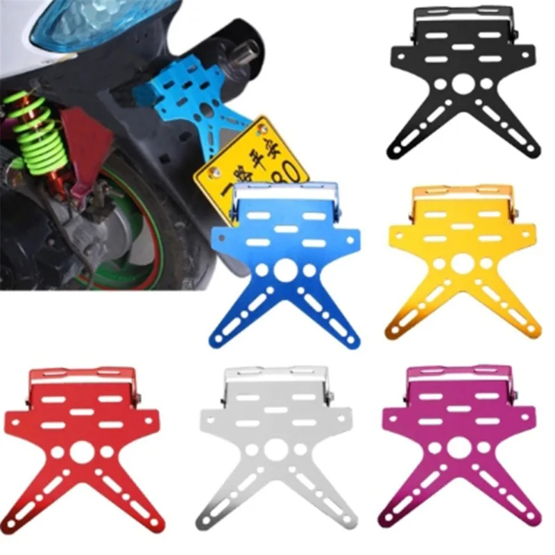 Electroplate Aluminum Alloy Motorcycle Rear License Plate Frame Motorbike Scooter Number Plate Holder 5 Colors