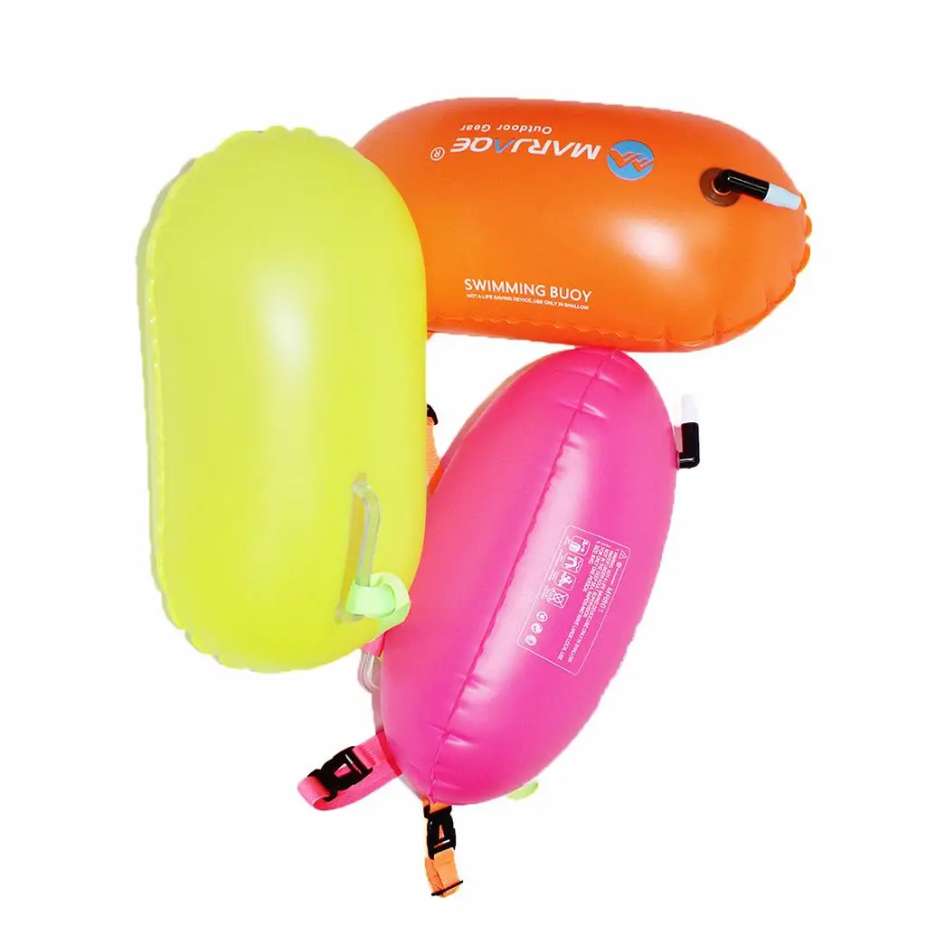 Portable inflatable floating buoy tow rope for open water swimmers