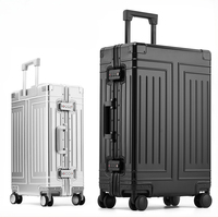 Aluminum-Magnesium Alloy Metal Style Luggage Durable Anti-Shatter Scratch-Resistant Suitcase Business Travel Trolley Case