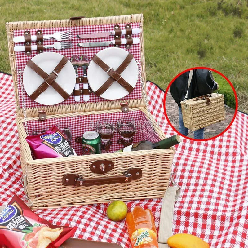 Rattan Basket Picnic Supplies Outdoor Picnic Bag Shopping Basket Picnic Basket Rattan Versatile Outdoor Rattan Shipper