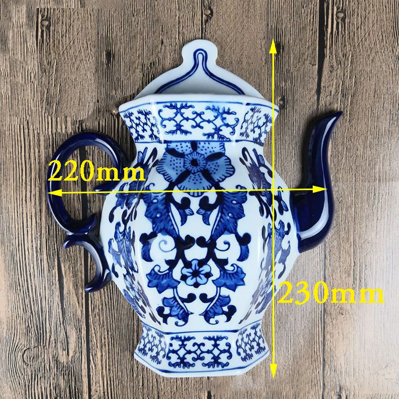 Chinese Jingdezhen Ceramic Vase Hand drawn Flower Bird Teapot Hanging Bottle Wall Hanging Half Bottle Decorative Pendant Vase
