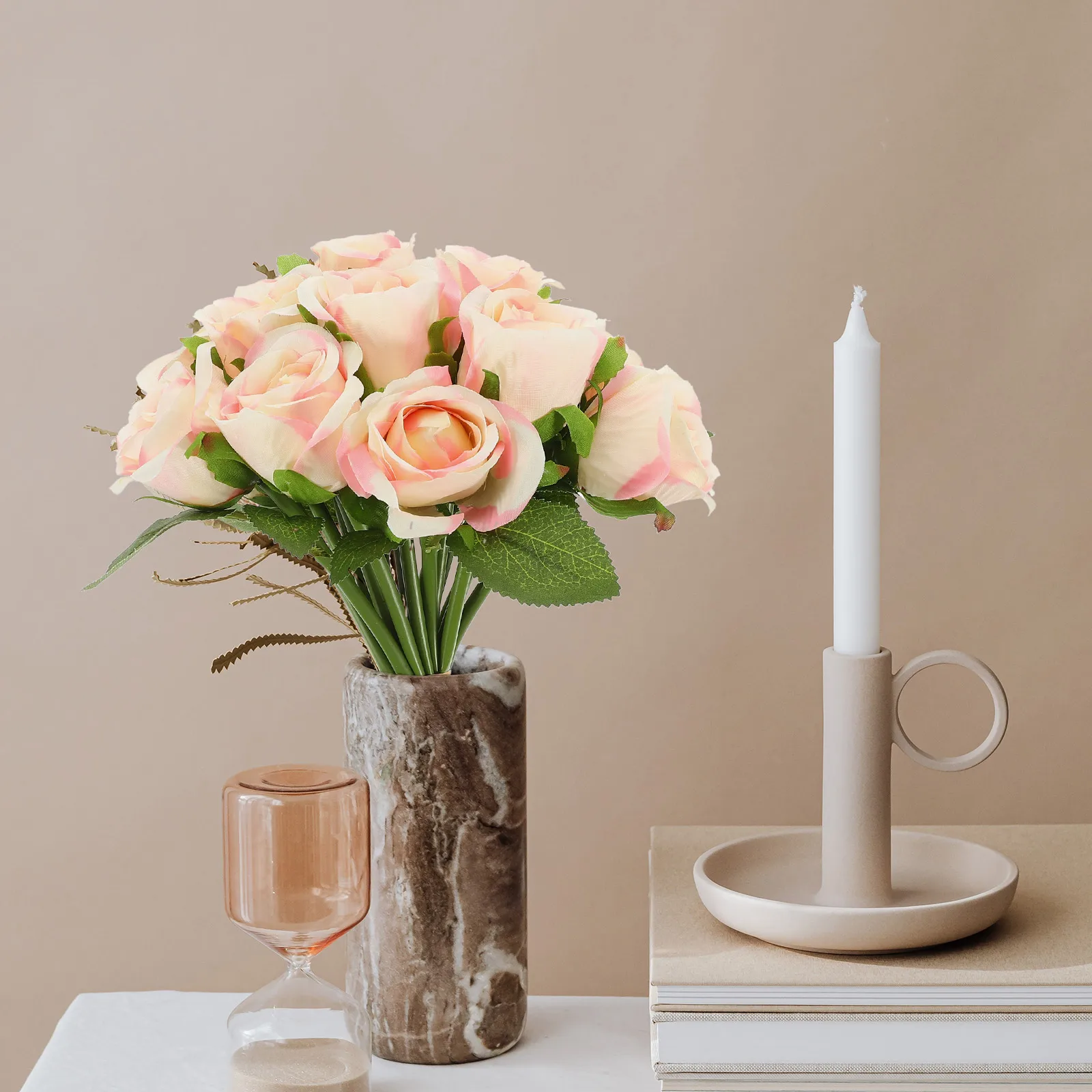 

18 Pcs Artificial Flower Bouquet Fake Arrangements Ornament Flowers Small Wedding Decor Rose Roses for Home Decoration