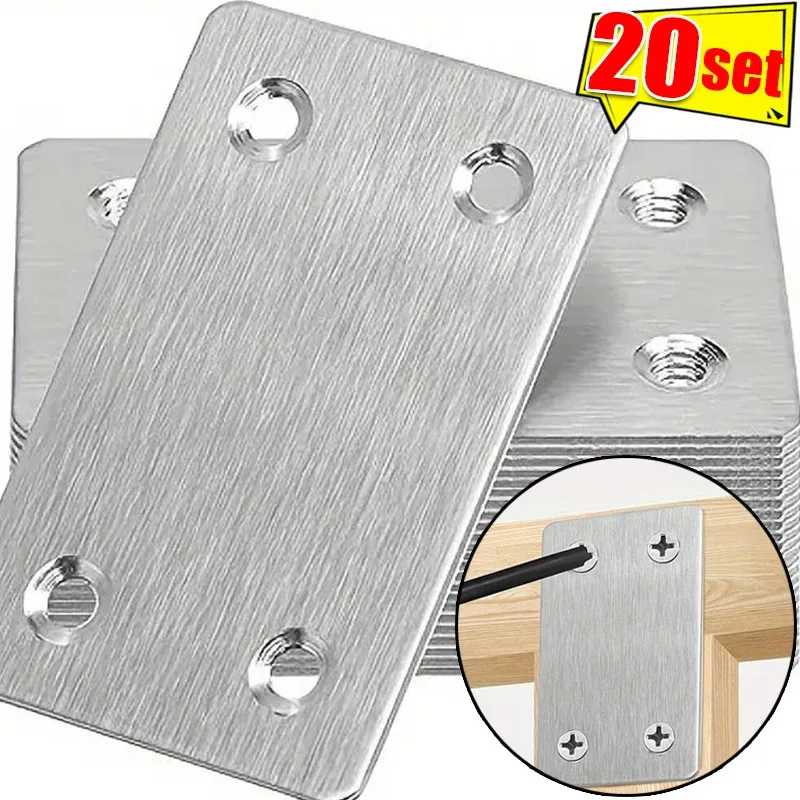 Stainless Steel Angle Code Fixing Bracket 10Pcs, Iron Plate for Furniture Quick Links