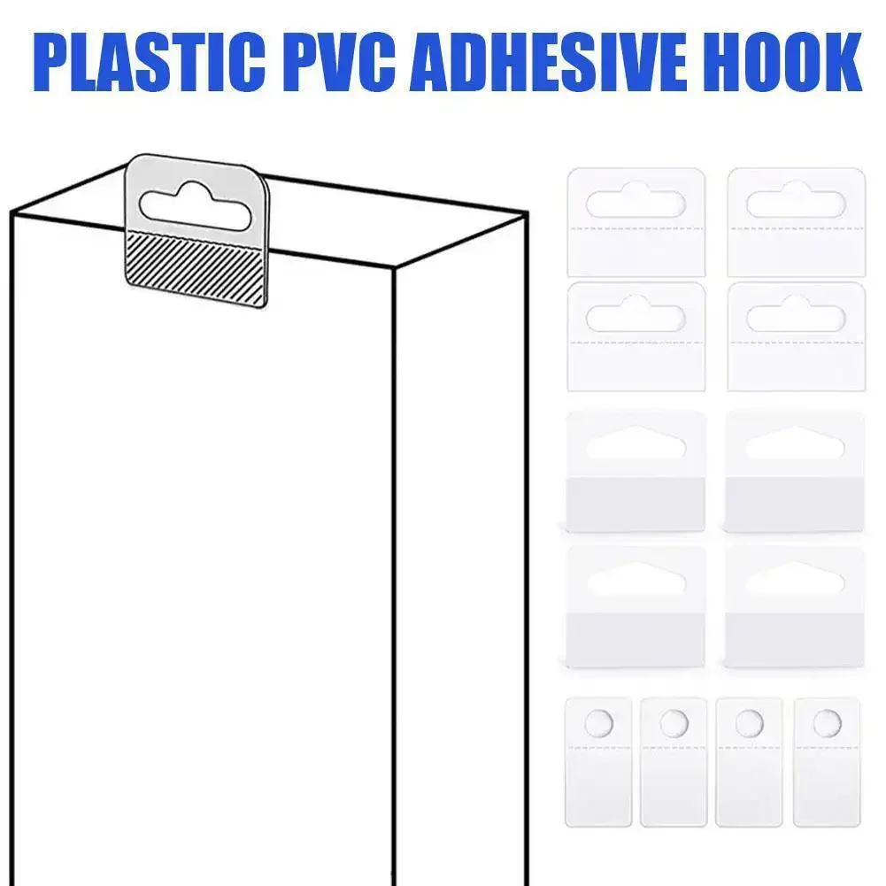 100pcs Clear Self Adhesive Folding Hang Tabs Plastic Round Hole Sticky Hang Tab for Store Retail Small Sale Item Hanging Display