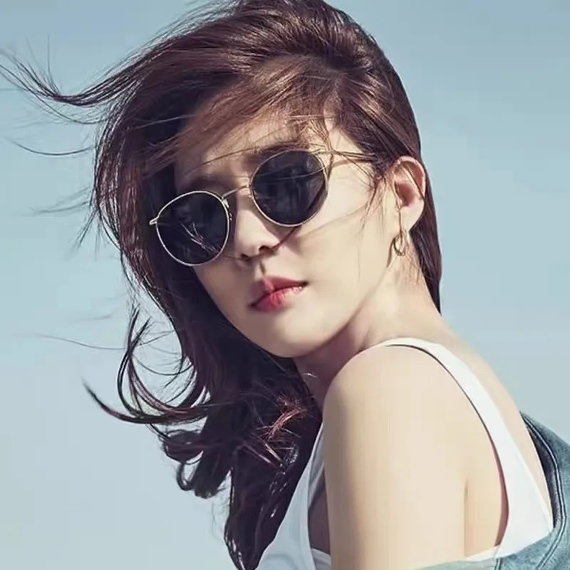 

New Fashion Oval Frame Sunglasses For Women With High-end Glasses, Personalized Street-shot Metal Sunglasses 3220