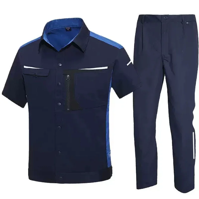 Sommer Hemd und Hose Anzug Werkstatt Uniformen Set Männer Mechanick Reflektor