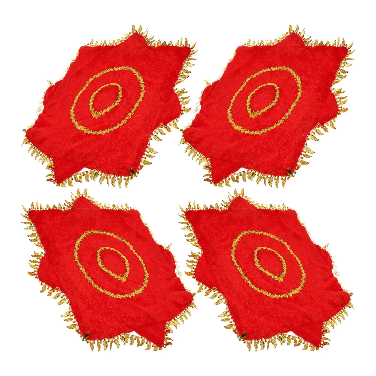 ผ้าเช็ดหน้าสำหรับการแสดงระบำจีน สีแดง 4 ชิ้น ใช้งานง่าย พกพาสะดวก แข็งแรง ทนทาน