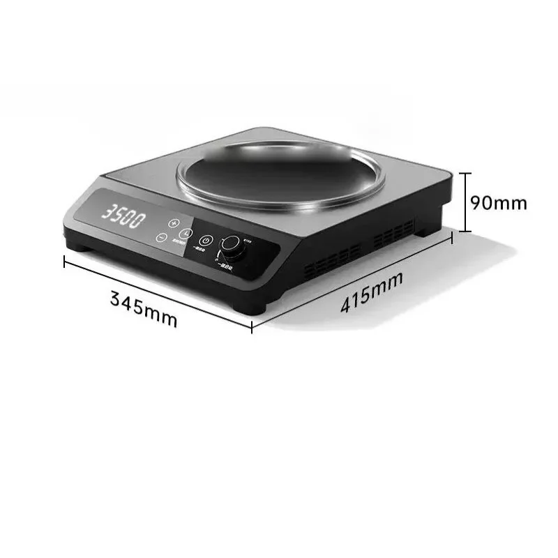 3500W Commercial Concave Induction Wok Cooktop Digital Dual Control Stainless Steel High Power Induction Stove