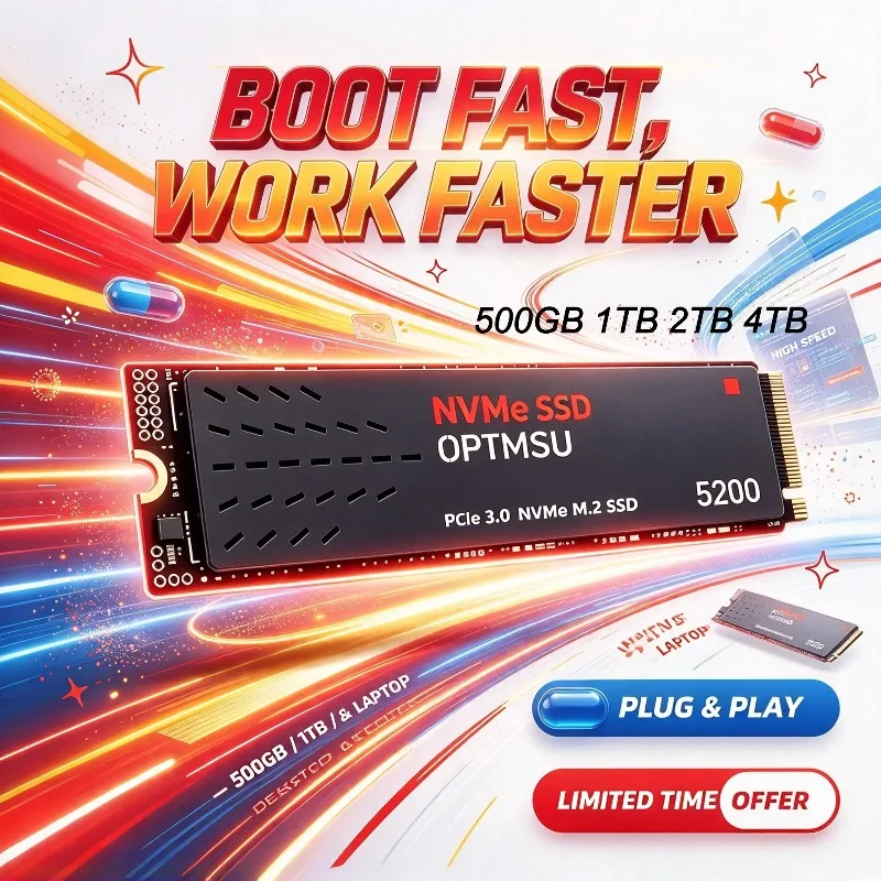 5200 M.2 NVMe SSD PCIe 3.0 Internal Solid State Drive, 500GB 2TB 4TB M2 SSD Hard Disk for Laptop Desktop PC High Speed 2026