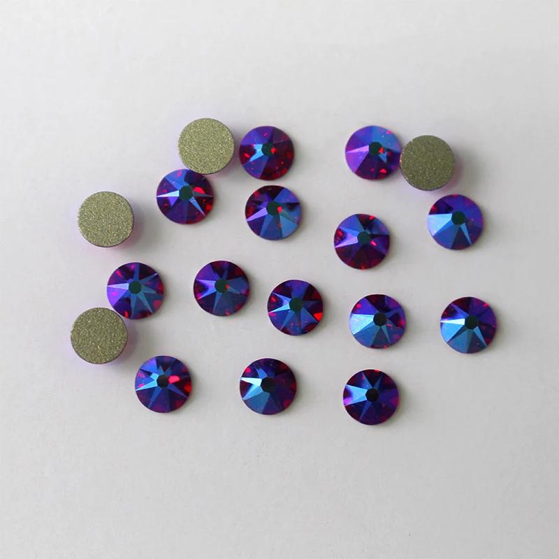 Siam ab 2088 non Hotfix Color 8 big and 8 Small Cut 5A Top Quality Flat Back Rhinestones Glue on Crystal With Gold Foiled Back