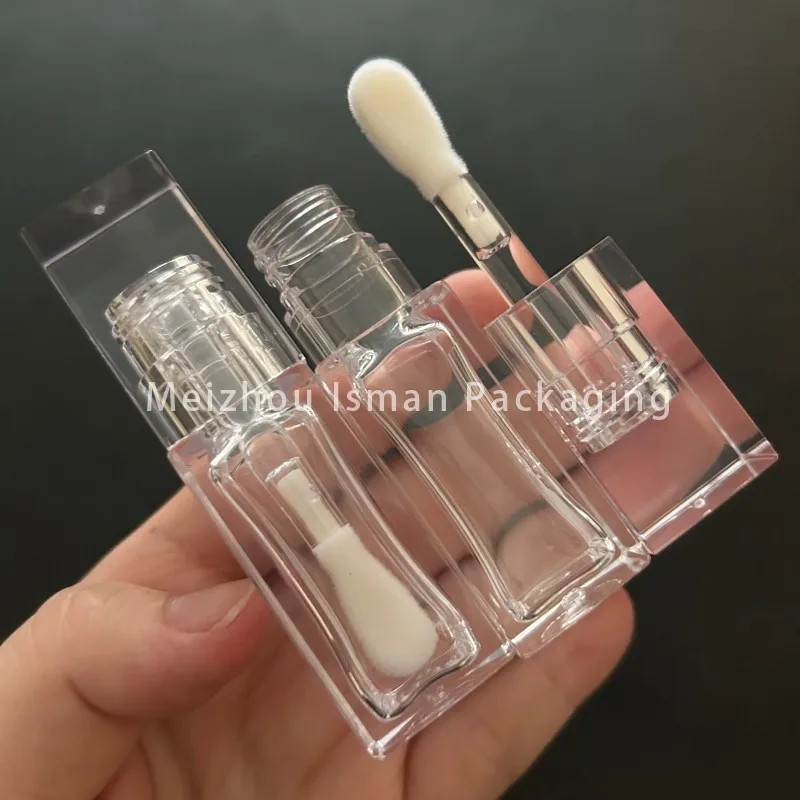 50Pcs Best Selling PETG Square 8ML Empty Clear Crystal Lip Gloss Bottle Wholesale Cosmetic Packaging Lipgloss Tube Container