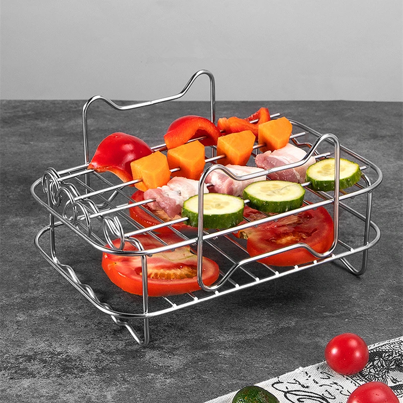 

Detachable Multi-Layer BBQ Grill Food Steaming Stand Air Fryer Roasting Cooling Mesh Rack Barbecue Cooker Kitchen Cooking Tools