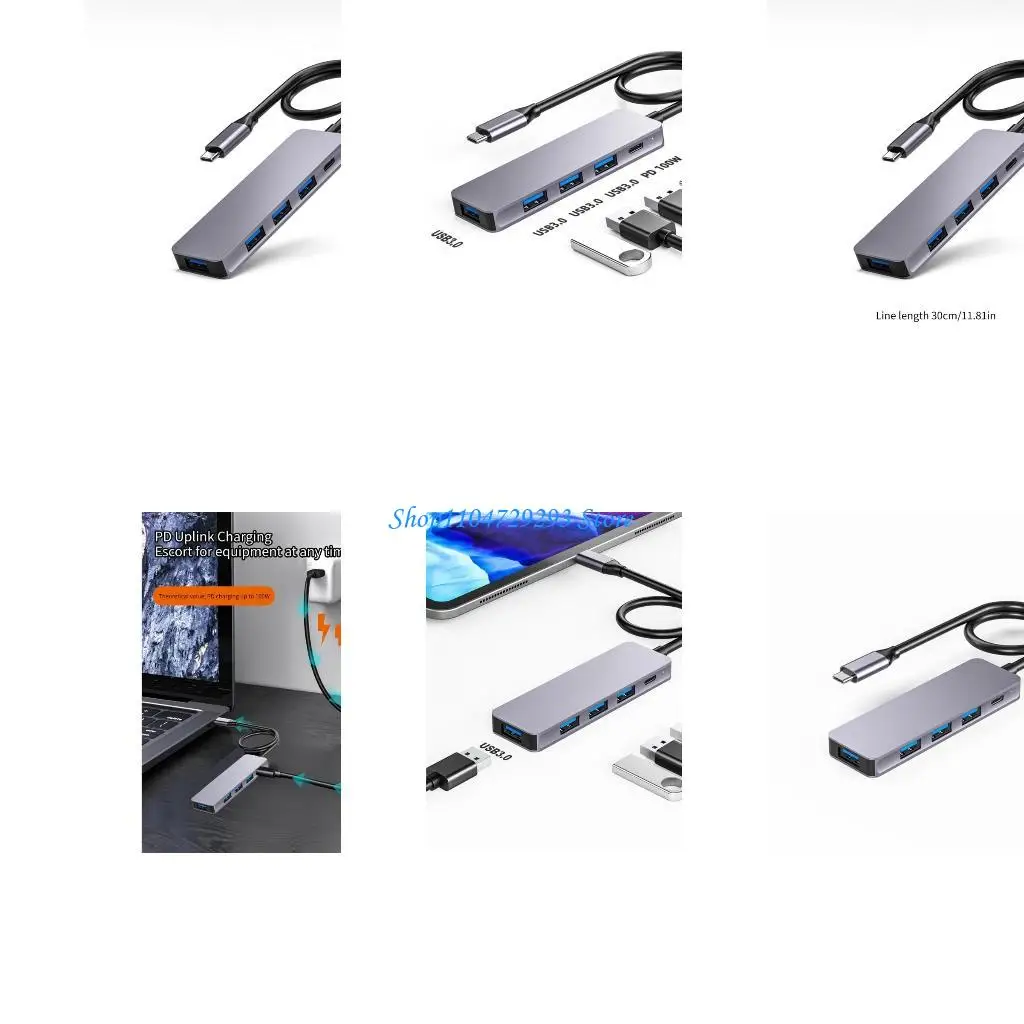 

Y2GD 4 в 1 USB HUB USB -адаптер Тип C до 4 USB3.0 Splitter для мыши, клавиатура таблетки с алюминиевым сплавом.
