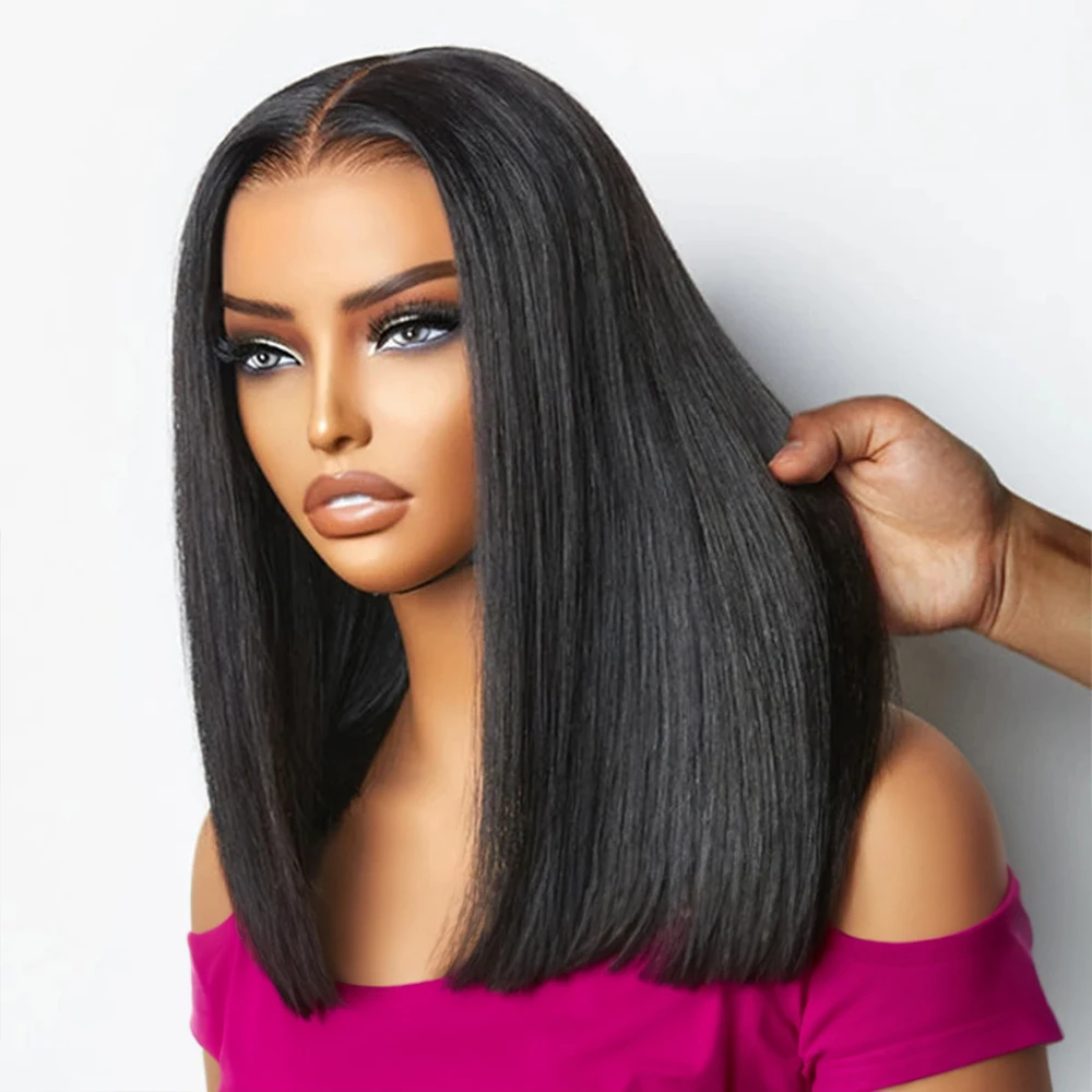 

Прямые короткие парики-боб из 100% натуральных волос, без клея, готовые к носке, 7x5, 13x4, 13x6 HD кружевные фронтальные парики для женщин, плотность 250%