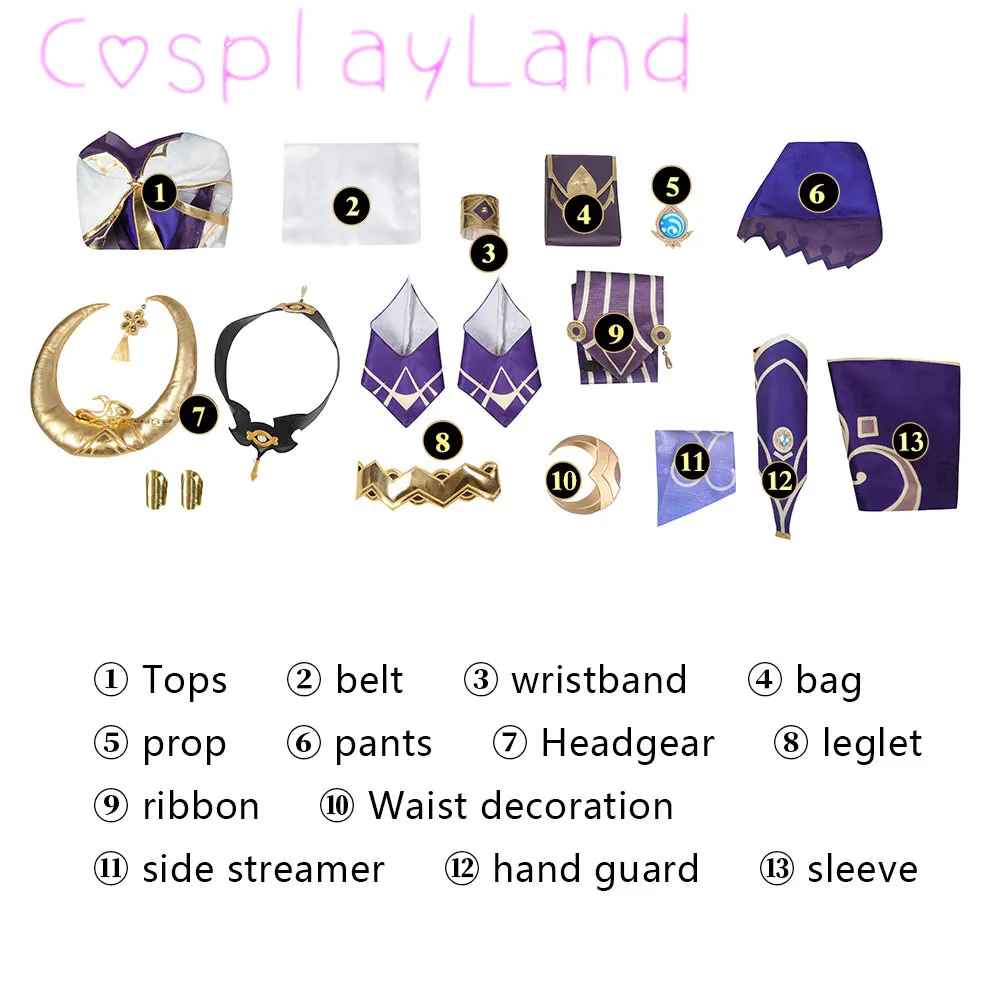 Game Genshin Impact Candace Cosplay Costume Set Genshin Candace Wig Prop Accessories Halloween Woman Suit Exotic Outfit Full Set