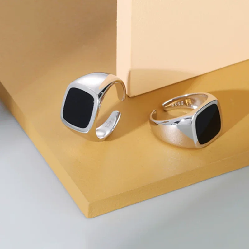 

VENTFILLE 925 Sterling Silver Ring for Women Girl Gift Blace Stone Crystal Glaze Retro Punk Open Jewelry Dropship Wholesale