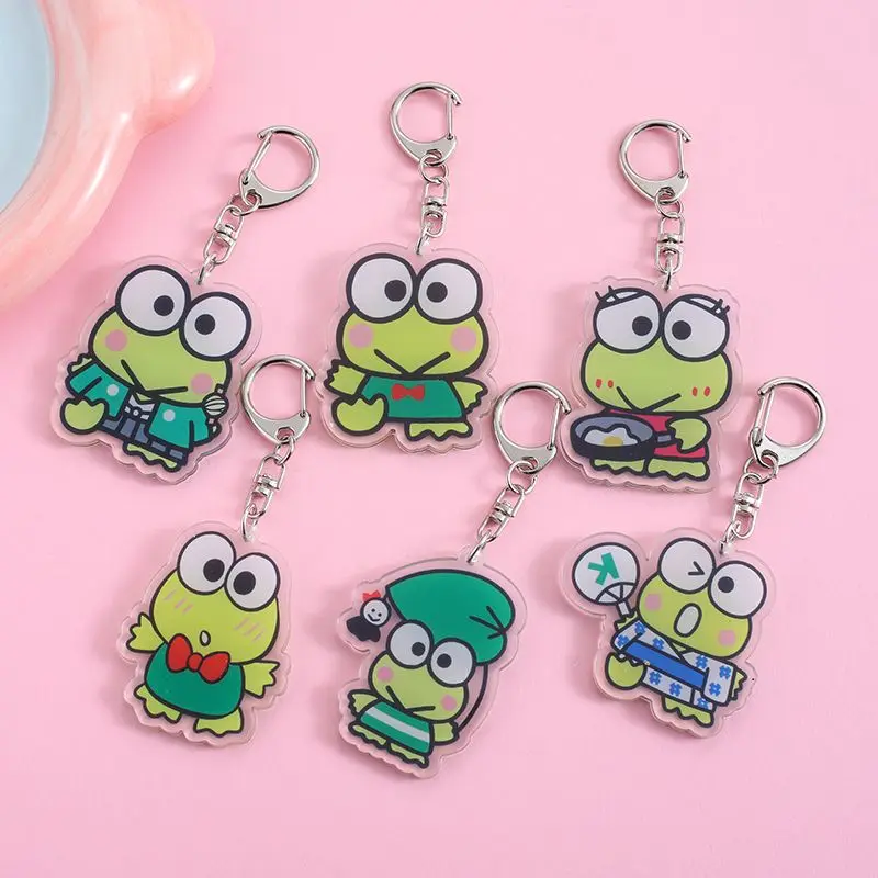 Acrylic Cartoon Anime Pendant Keychains Holder Car Key Chain Key Ring Bag Hanging Jewelry Gifts Accessories KEROKERO KEROPPI