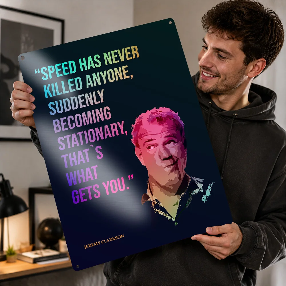Jeremy Clarkson Speed Lettering Printed Poster Pop Inspired Wall Art For Bedroom Personalized Aluminum Metal Sign Driver Gift