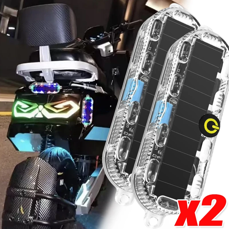 

1/2pcs Solar Warning Light Car Rear Collision Prevention Breathing Light Motorcycle Electric Vehicle LED Car Tail Flashing Light
