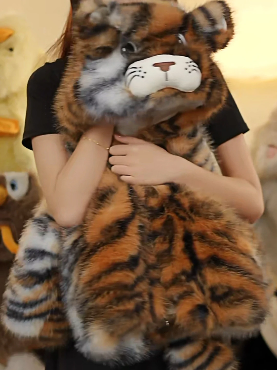 Thiened 아동용 모피 코트 가을 겨울 새로운 패션 다용도 상의 중대형 아동용 트렌디한 작은 호랑이 자켓